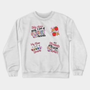 Retro Teacher Valentine Stickers Pack Crewneck Sweatshirt